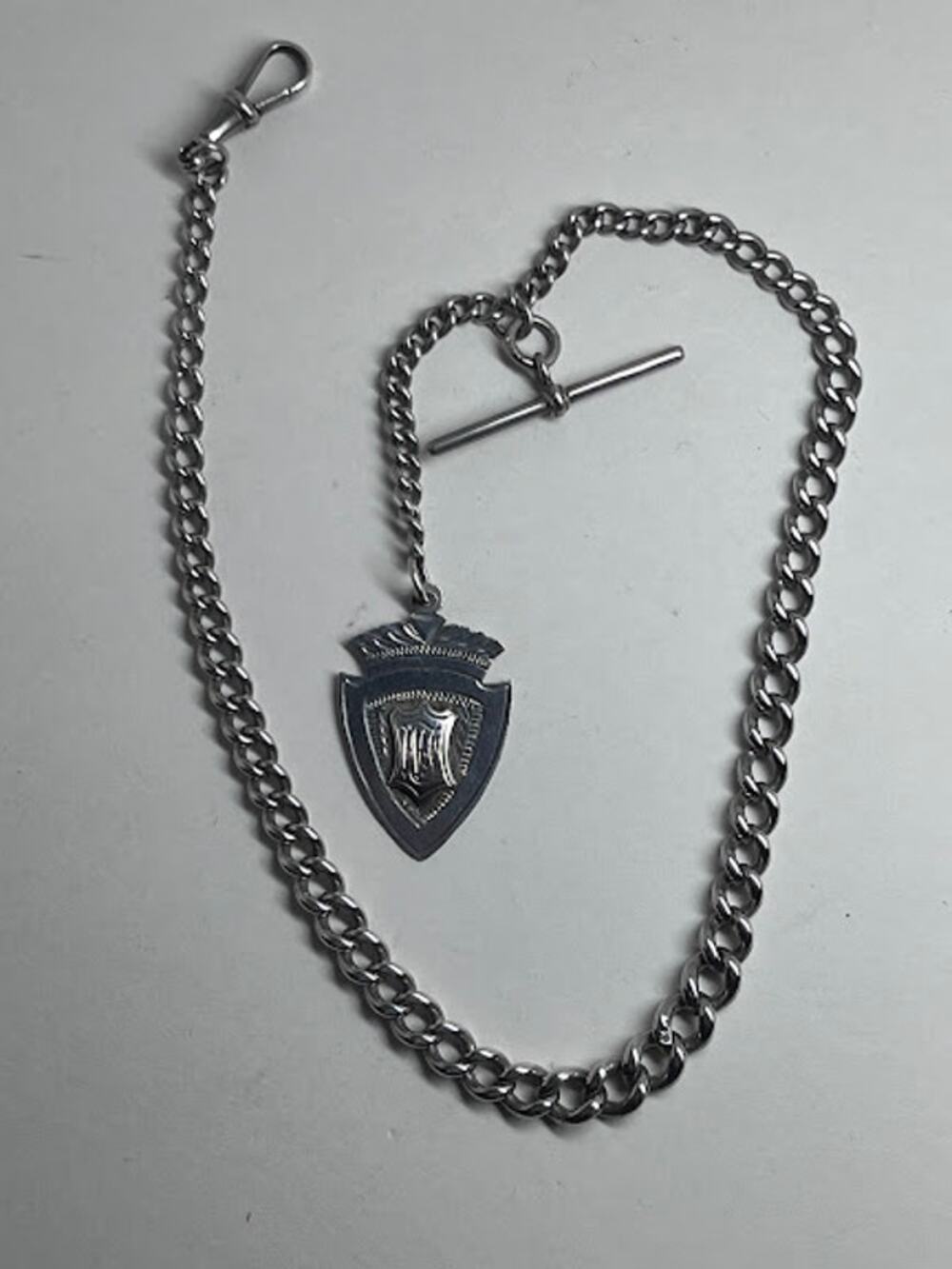 Pocket Watch Antique Solid Silver Albert Graduating Chain & FOB c. 1899